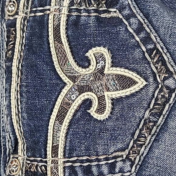 ROCK REVIVAL SEQUINS JULIE CROP DENIM JEAN - Picture 13 of 14